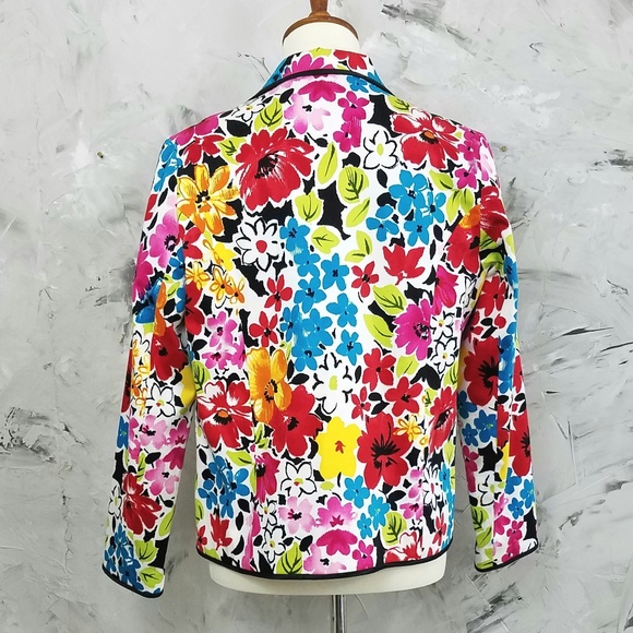 Jackets & Coats Colorful Floral Moto Jacket W Polka Dot Lining Poshmark